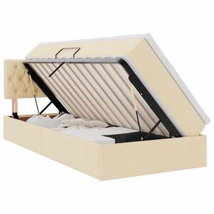 vidaXL Cama con almacenamiento y LED con LED Crema 90 x 190 cm tela