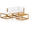 vidaXL Muebles de jard&iacute;n 4 pzas cojines crema madera maciza de acacia