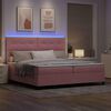 vidaXL Cama Box Spring LED con colch&oacute;n Rosa 200 x 200 cm Terciopelo