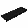 vidaXL Alfombrillas para escaleras 20 unidades 65x21x4 cm Borde rectangular negro