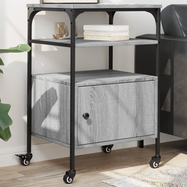 vidaXL Soporte de impresora 3 niveles gris Sonoma 50x40x76 cm