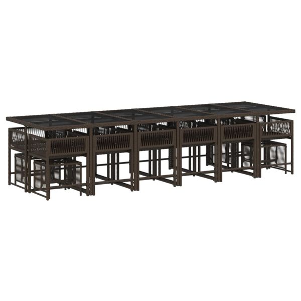 vidaXL Set de muebles jard&iacute;n 17 pzas y cojines rat&aacute;n sint&eacute;tico marr&oacute;n