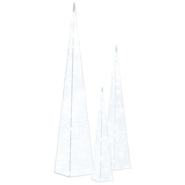 vidaXL Set cono luz LED decorativo acr&iacute;lico blanco fr&iacute;o 30/45/60cm