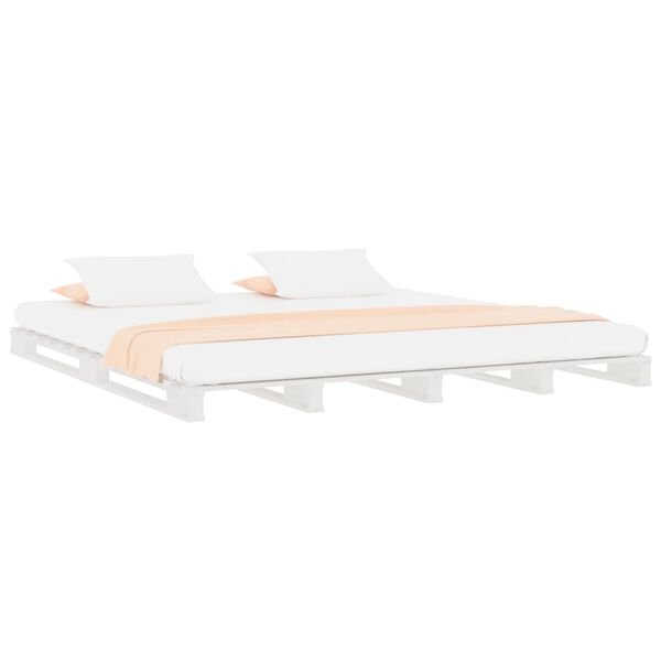 vidaXL Cama de palets madera maciza pino blanca 120x190 cm