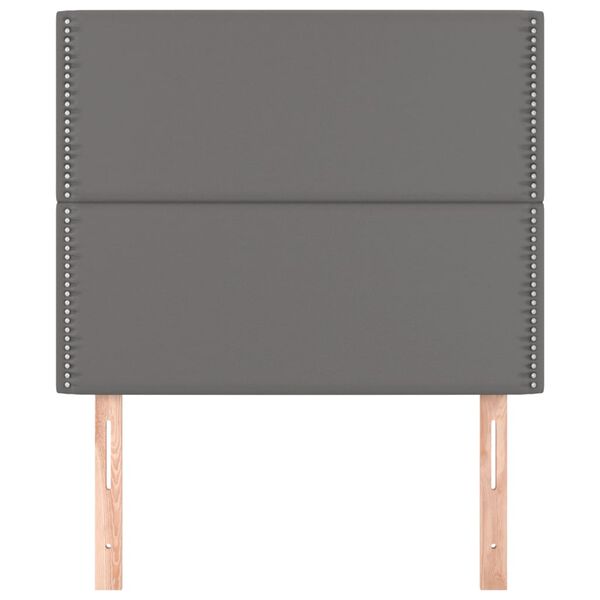 vidaXL Cabecero de cama gris 90x5x118/128 cm piel sintética