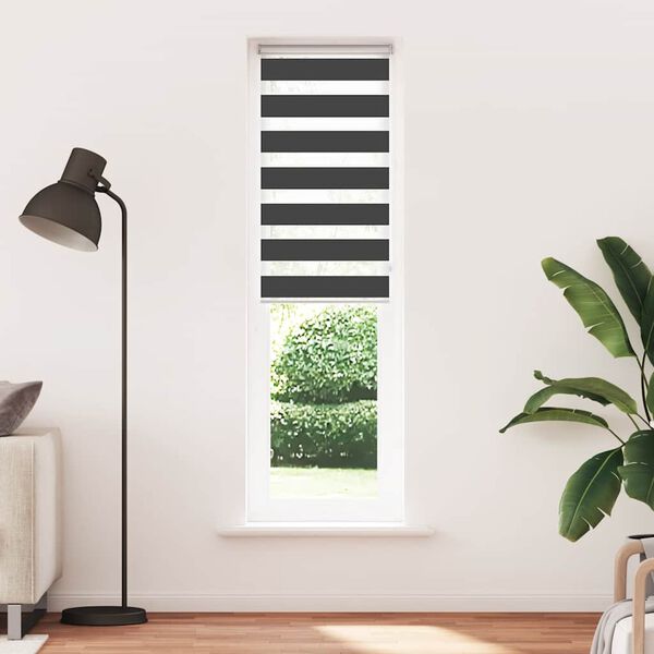 vidaXL Estor cebra negro 65x200 cm tejido ancho 60,9 cm poli&eacute;ster