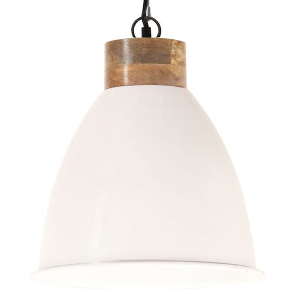 vidaXL L&aacute;mpara colgante industrial hierro blanco y madera 35 cm E27