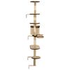 vidaXL Rascador de gato de pared postes de sisal 194 cm beige y marrón