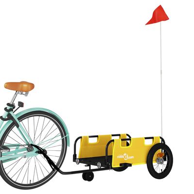 vidaXL Remolque para bicicletas hierro y tela Oxford amarillo
