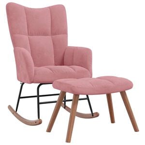 vidaXL Silla mecedora con reposapi&eacute;s terciopelo rosa