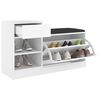 vidaXL Banco zapatero de madera contrachapada blanco 94,5x31x57 cm