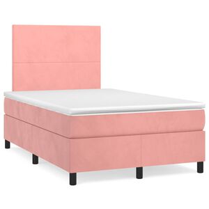 vidaXL Cama box spring con colch&oacute;n terciopelo rosa 120x200 cm