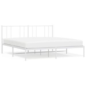 vidaXL Estructura cama sin colch&oacute;n con cabecero metal blanco 183x213cm