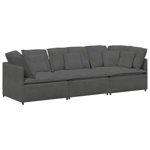 vidaXL Sof&aacute; modular con cojines de tela de pana gris oscuro