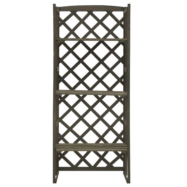 vidaXL Soporte de plantas con enrejado abeto macizo gris 60x30x140 cm