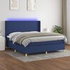 vidaXL Cama box spring colch&oacute;n y luces LED tela azul 160x200 cm