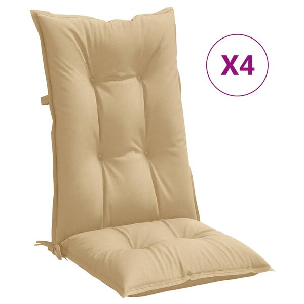 vidaXL Cojines silla respaldo alto 4 uds tela beige melange 120x50x7cm