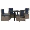 vidaXL Conjunto de Comedor de Jard&iacute;n 5 uds. Gris rat&aacute;n sint&eacute;tico