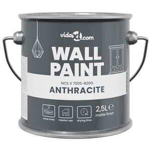 vidaXL Pintura de pared Gris 2,5 L Impresi&oacute;n en pared