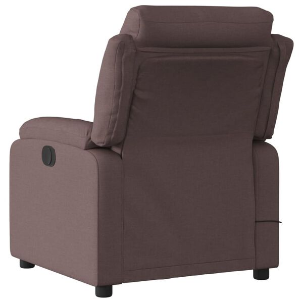 vidaXL Sill&oacute;n de masaje reclinable de tela marr&oacute;n oscuro
