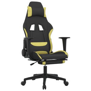vidaXL Silla gaming con reposapi&eacute;s tela verde claro y negro