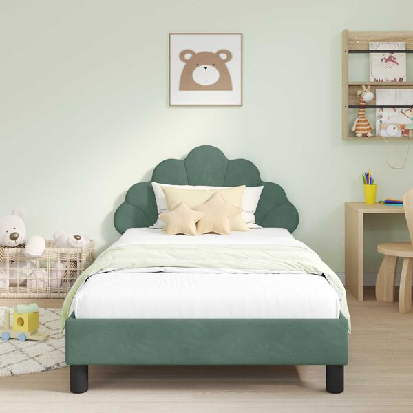 vidaXL Cama para niños con cabecero Verde Mar 80 x 200 cm Terciopelo