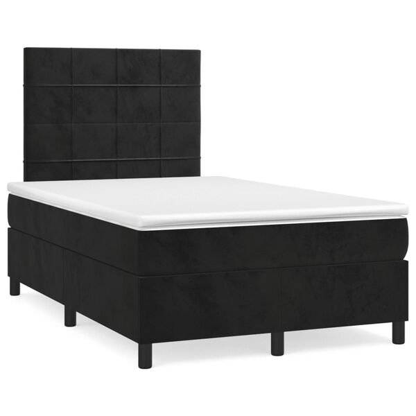 vidaXL Cama box spring con colch&oacute;n y LED terciopelo negro 120x190 cm