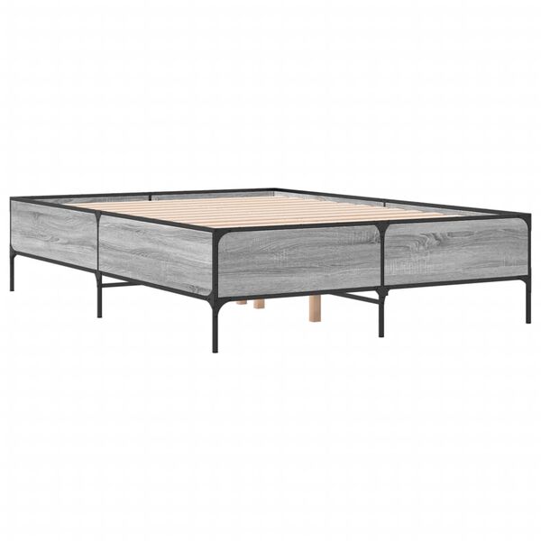 vidaXL Estructura cama madera ingenier&iacute;a metal gris Sonoma 160x200 cm