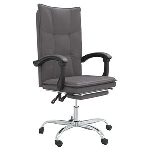 vidaXL Silla de oficina reclinable cuero sint&eacute;tico gris