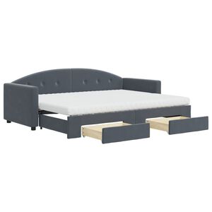 vidaXL Sof&aacute; cama nido con cajones terciopelo gris oscuro 80x200 cm