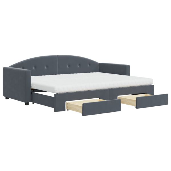 vidaXL Sofá cama nido con cajones terciopelo gris oscuro 80x200 cm