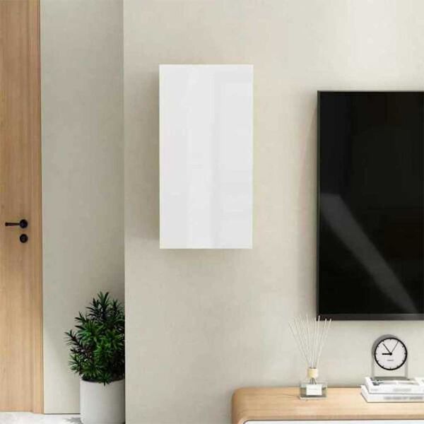 vidaXL Mueble de TV madera contrachapada blanco brillante 30,5x30x60cm