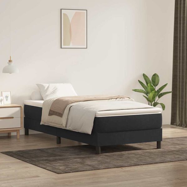 vidaXL Cama box spring con colch&oacute;n terciopelo negro 90x220 cm