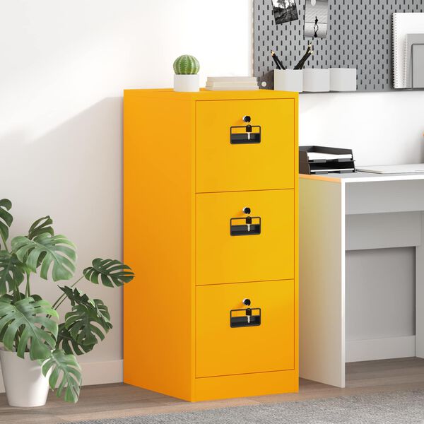 vidaXL Mueble archivador con caj&oacute;n Amarillo Mostaza 44 x 50 x 106.5 cm
