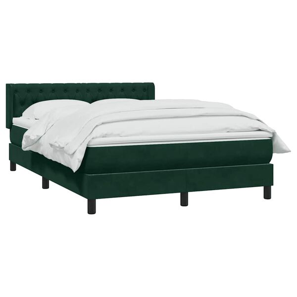 vidaXL Cama box spring con colch&oacute;n terciopelo verde oscuro 140x210 cm