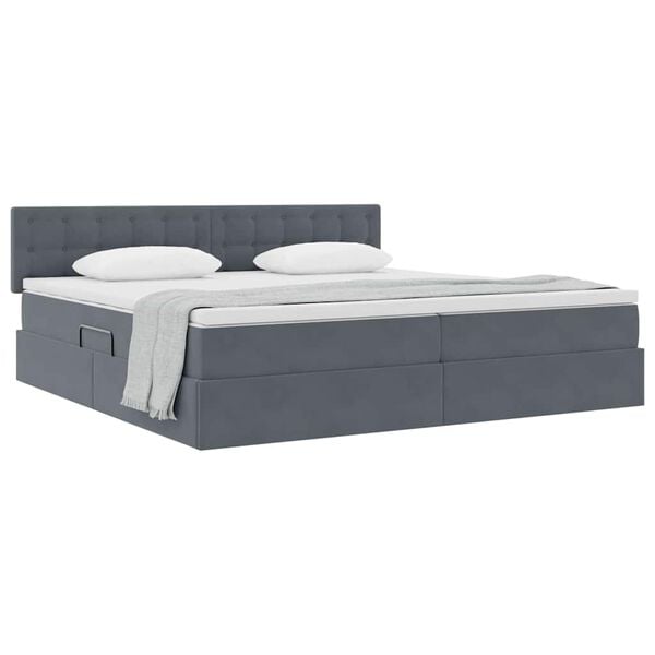 vidaXL Cama con almacenamiento Gris oscuro 200 x 200 cm Terciopelo
