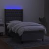 vidaXL Cama box spring colch&oacute;n y luces LED tela gris oscuro 90x200 cm