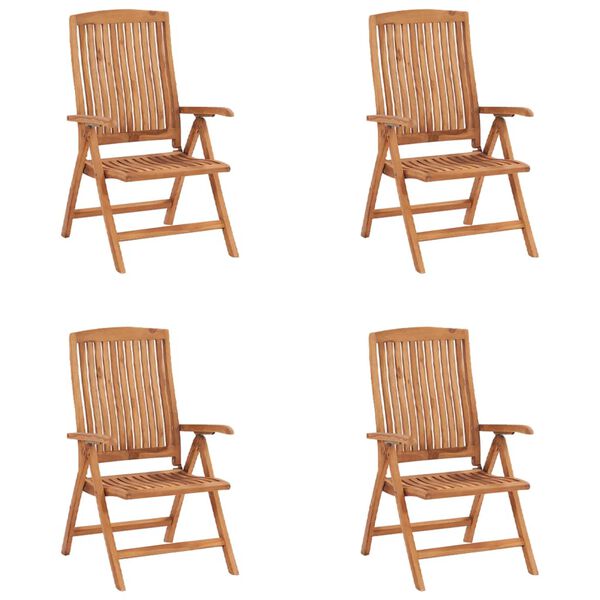 vidaXL Sillas de jard&iacute;n reclinables con cojines 4 uds teca maciza