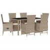 vidaXL Set comedor de jard&iacute;n 7 pzas con cojines rat&aacute;n sint&eacute;tico beige