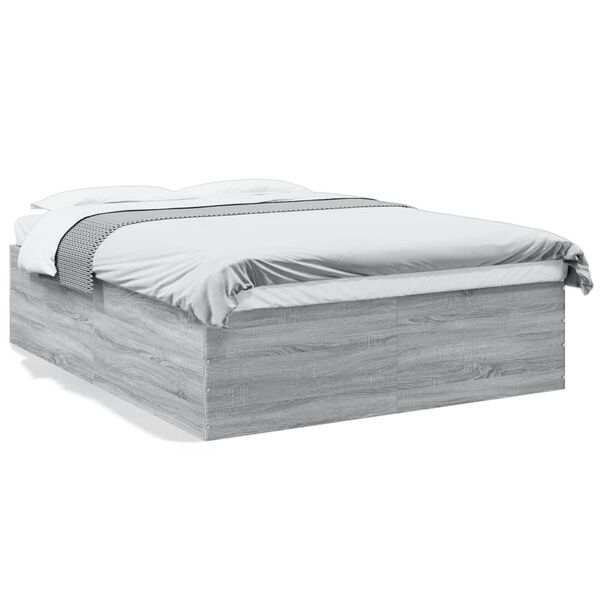 vidaXL Estructura de cama madera de ingenier&iacute;a gris Sonoma 150x200 cm