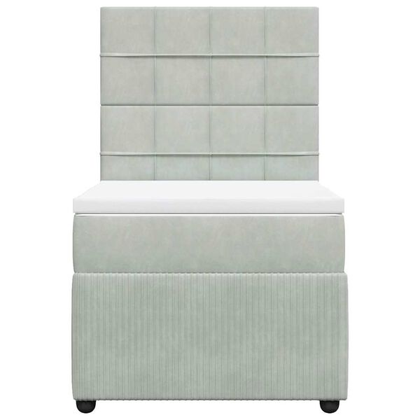 vidaXL Cama box spring con colch&oacute;n terciopelo gris claro 80x200 cm