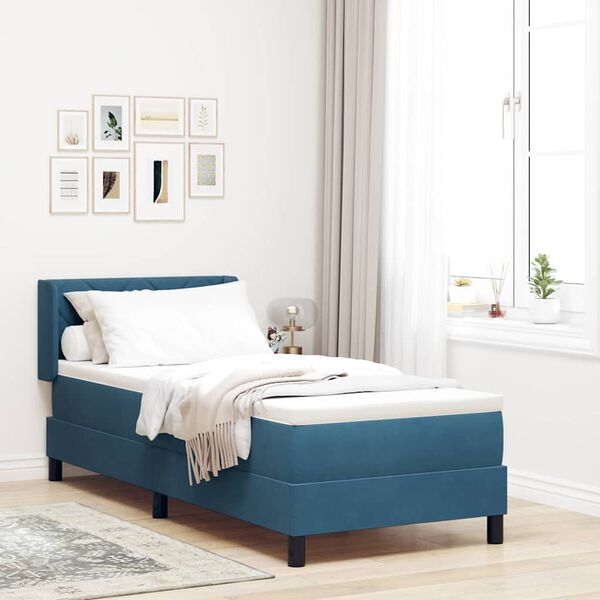 vidaXL Cama tipo Box Spring Azul Oscuro 200 x 80 cm Poli&eacute;ster