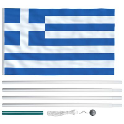 vidaXL Bandera de Grecia y mástil de aluminio 6,2 m