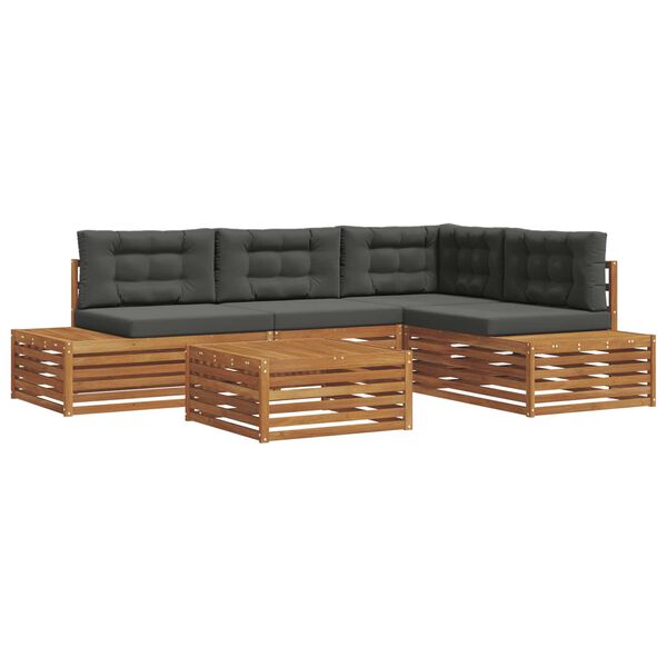 vidaXL Conjunto de sof&aacute;s de exterior 5 Pieza Natural y Antracita