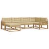 vidaXL Conjunto de sof&aacute;s de exterior 5 uds. y Beige Poli&eacute;ster