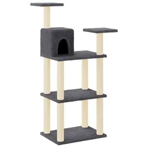 vidaXL Rascador para gatos con postes de sisal gris oscuro 118,5 cm