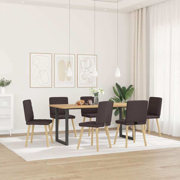 vidaXL Sillas de comedor 6 unidades tela marr&oacute;n oscuro