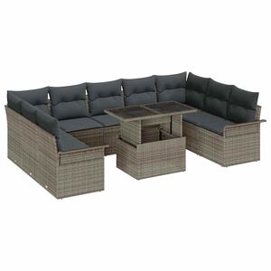 vidaXL Conjunto de sof&aacute; de jard&iacute;n 10 uds. Gris