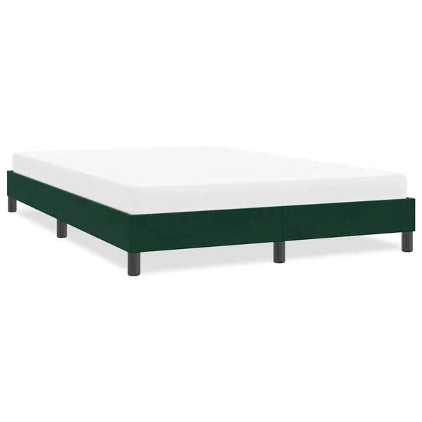 vidaXL Estructura cama sin colch&oacute;n terciopelo verde oscuro 140x190 cm
