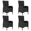 vidaXL Set de comedor de jard&iacute;n 5 pzas rat&aacute;n sint&eacute;tico y vidrio negro